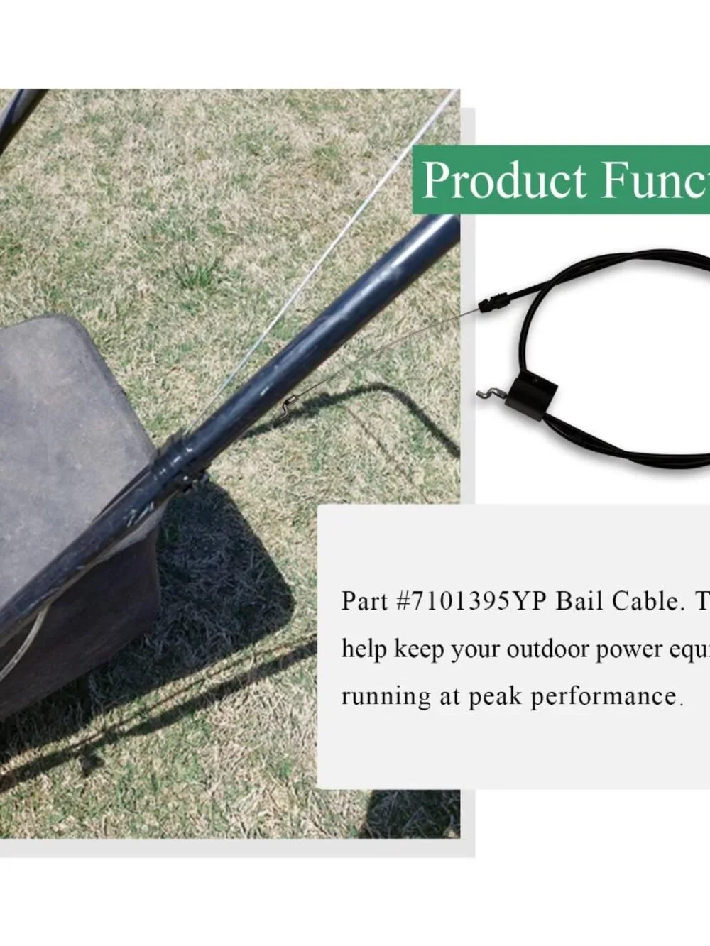 7101395YP Bail Cable, lawn mower pull cord, For Universal Lawn Mower Part | For
